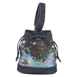 Chanel Sequin Handbag Denim Blue